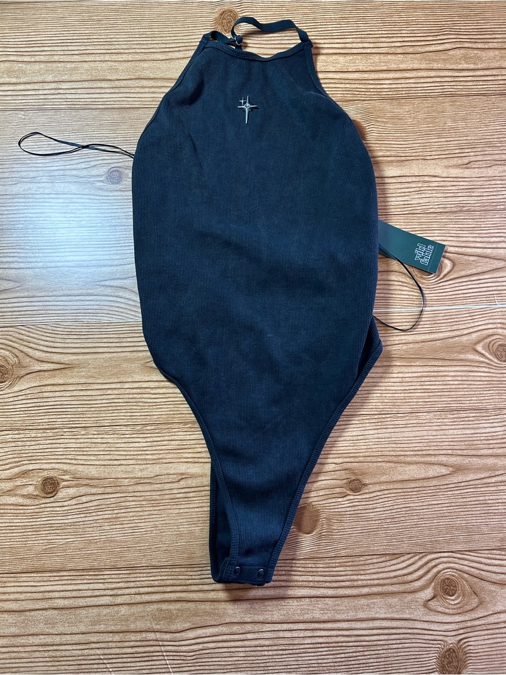 Wild Fable High Cut Embellished Halter Bodysuit Size M